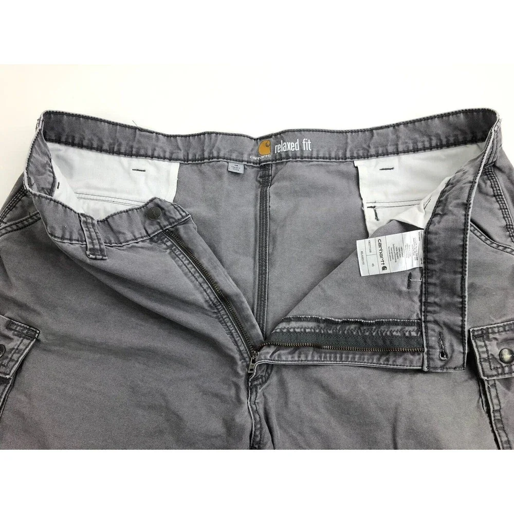 Carhartt Shorts Adult 46 Gray Canvas Cargo Work Wear Outdoors Hiking Mens Relax